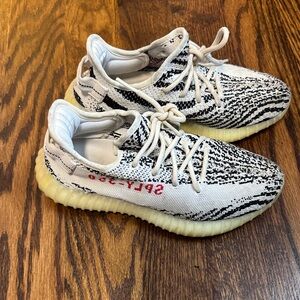 adidas Yeezy Boost 350 V2 Zebra Sneakers - White, Black, Yellow